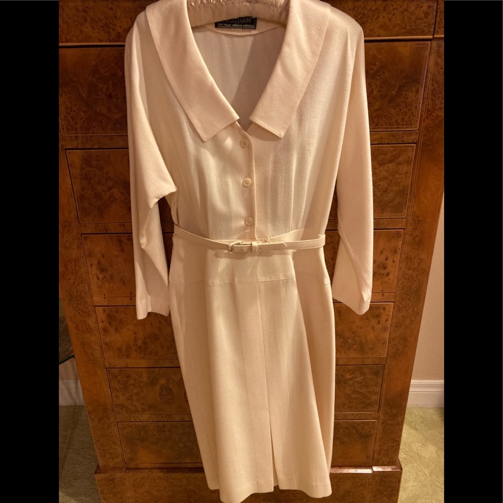 Vtg St Gillian Off-White Wool Dress Size 10